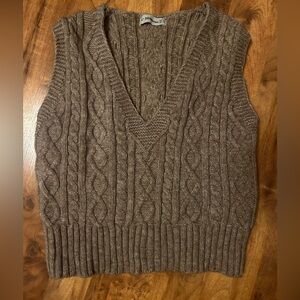 Taupe Brown Cable-knit Sweater Vest